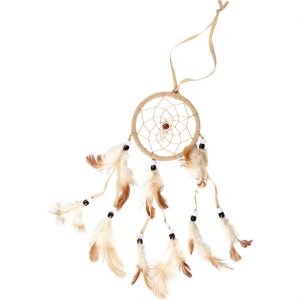 Hippie / Indianer Traumfänger Deko mit vielen Federn auch als Accessoire oder Halskette hellbraun