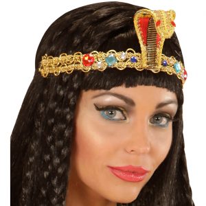 Cleopatra / Schlangen Krone Diadem Stirnband Kopfschmuck metallic mit Steinen gold-bunt