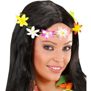 Blumen Haarkranz Blumenkranz Stirnreif Haarband mit Blüten Hibiskus bunt