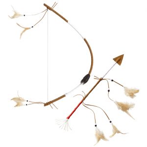 Indianer / Afrikaner Pfeil und Bogen mit Federn auch für Steinzeit Mittelalter 60cm braun-beige