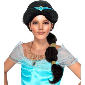 Orientalin Zopfperücke ein Zopf Arabische P. Langhaarfrisur Arabische Prinzessin Jasmin Zopf Kinder schwarz