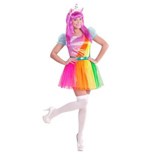 Pferd Einhorn Kostüm Kleid kurz Classic Regenbogen bunt