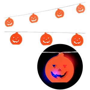 Kürbisse Dekogirlande Lichterkette 250cm mit 10 farbwechselnden Lichtern orange