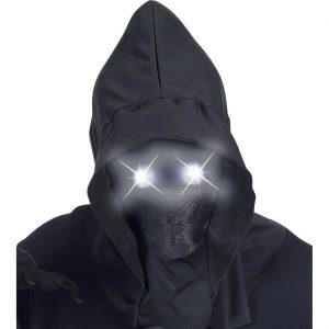 Geist Stoffmaske mit LED mit Blinkaugen schwarz-weiß