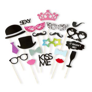 Party Deko Fotobox Set neutral für alle Partythemen Photobox Tischdekoration schwarz-bunt