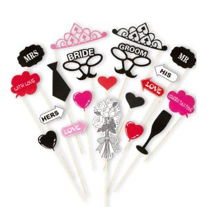 Hochzeit / JGA Deko Fotobox Set auch für Junggesellenabschied Photobox Tischdekoration pink-bunt