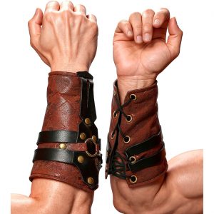 Gladiatoren Spartaner Armschienenset in Lederoptik braun