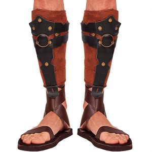Gladiatoren Spartaner Beinschienenset in Lederoptik braun