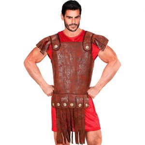 Gladiatoren Spartaner Brustpanzer mit Überrock in Lederoptik Deluxe braun