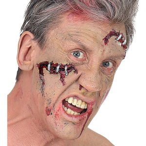 Zombie Wunden Set Latex Partyqualität geklammerte Wunden haut-rot
