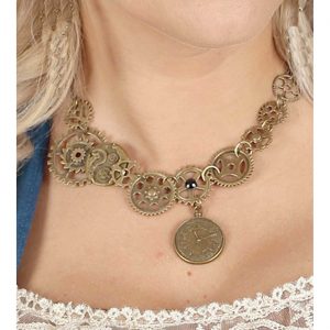 Steampunk Zahnräder Halskette Collier mit Zifferblatt elegant bronze