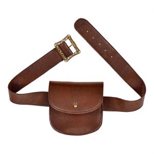 Mittelalterliche / Western Gürteltasche mit Gürtel aus Kunstleder braun
