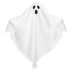 Geist Deko Hängefigur mit Textiltuch als Körper 41cm weiß-schwarz