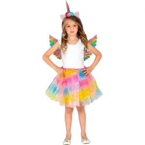 Pferd Einhorn Kinderkostüm Teile-Set Flügel+Haarreif+Rock bunt