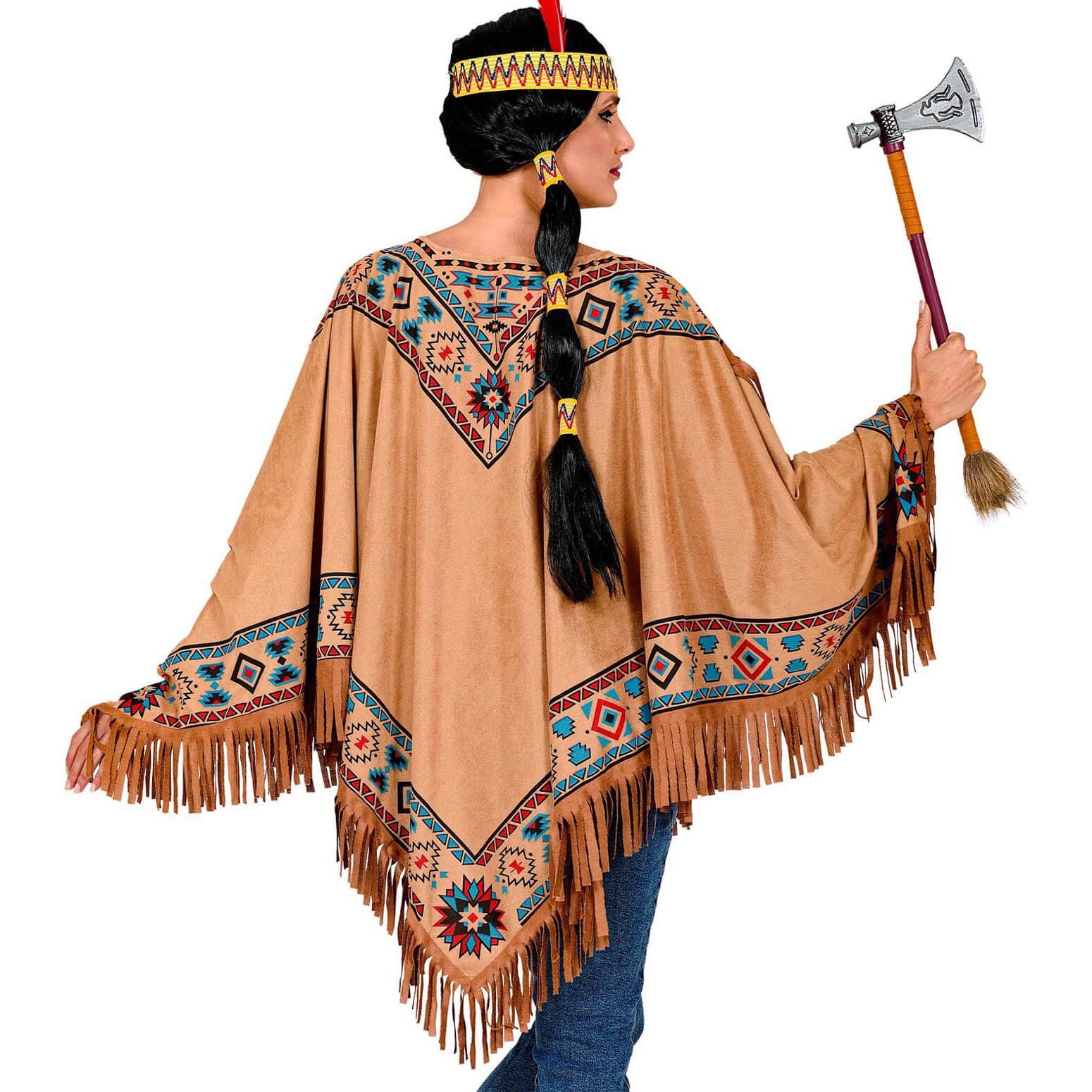 galning uafhængigt Shinkan Hippie / Indianer Kostüm Poncho Überwurf hellbraun-bunt – Fortmann  mascerade.com