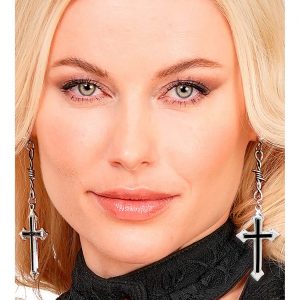 Kreuz Ohrringe elegant schwarz-silber