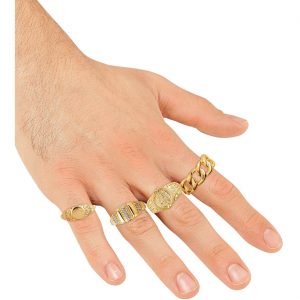 Superstars Pimp Ringe Set wuchtig verschiedene Motive gold