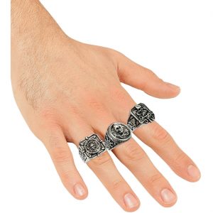 Piraten Ringe Set altsilber verschiedene Motive silber