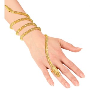 Cleopatra / Schlangen Armband mit Ring Manolette zum Wickeln Unterarm Wrap gold