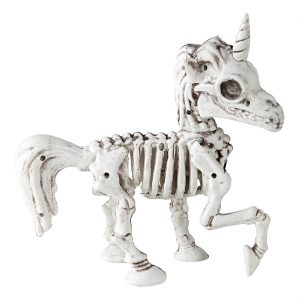 Tierskelett Einhorn bleich Deko Standfigur Einhornskelett 18cm grau