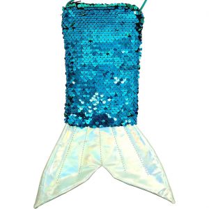 Meerjungfrau Handtasche Umhängetasche mit Pailletten Fischschwanz türkis