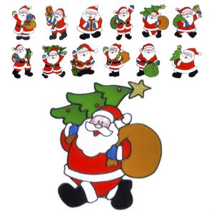 Weihnachtsmann Nikolaus Deko Fensterfolie 18cm Fensteraufkleber rot-bunt