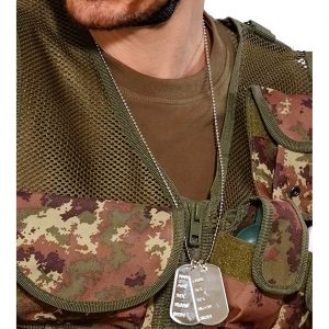 Armee Soldaten Halskette Hundemarke Abzeichen Dogtag mit 2 Anhängern Name Age Sex Blood Birth silber