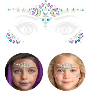 Hexe Schmucksteine Augen Set auf Folie selbstklebend Mond und Sterne HEXE silber-helllila