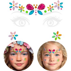 Insekt Schmetterling Schmucksteine Augen Set auf Folie selbstklebend SCHMETTERLING und Blumen bunt