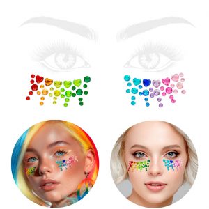 Rainbow Herz Schmucksteine Augen Set auf Folie selbstklebend unter den Augen PRIDE bunt