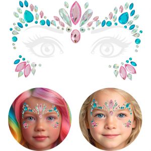 Pferd Einhorn Schmucksteine Augen Set auf Folie selbstklebend EINHORN türkis-rosa