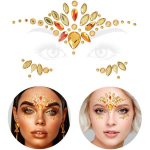 Orientalin Schmucksteine Augen Set auf Folie selbstklebend GELBE DIAMANTEN orange-gold