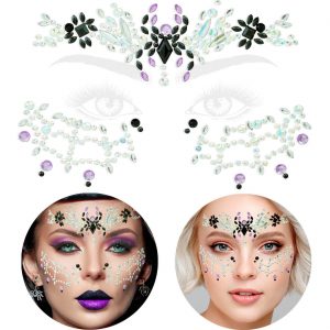 Spinnennetz Schmucksteine Augen Set auf Folie selbstklebend mit Spinne SCHWARZE WITWE silber-schwarz