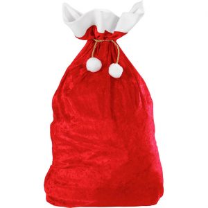 Weihnachtsmann Nikolaus Deko Sack Tasche 60x100cm aus Samt mit Plüsch rot-weiß
