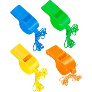 Sport Fan Instrument Trillerpfeigen Set aus Kunststoff mit Band bunt