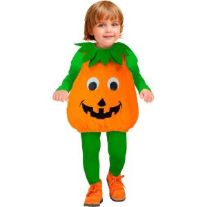 Kürbis Kinderkostüm Tunika kurz Oberteil mit Kragen orange-grün