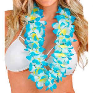 Hawaii / Blumen Halskette Hawaiikette Lei Deluxe türkis-gelb