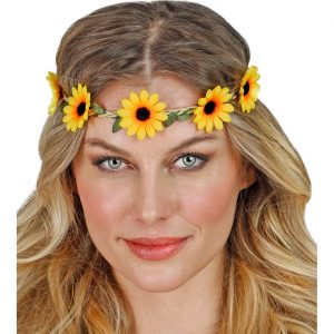 Blumen Sonnenblumen Haarkranz Blumenkranz Stirnband Haarband mit Blüten gelb-braun