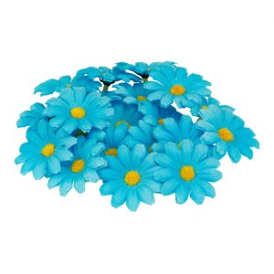 Blumen Margeriten Deko Blüten aus Polyester Gänseblümchen türkis blau-gelb