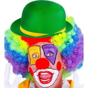 Clown Hut Melone aus Filz mit Band grün-gelb