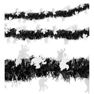 Geister Dekofoliengirlande Lametta Girlande mit Kunststofffäden 300cm schwarz-weiß