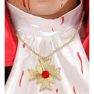 Edelhistorische / Vampir Halskette mit Anhänger auch Ehrenmedallie Abzeichen zu Uniformen gold-rot