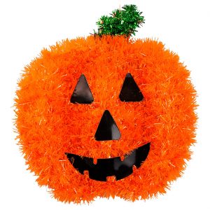 Kürbis Dekohängeartikel Lametta Drahtfigur mit Kunststofffäden 26x28cm orange-grün