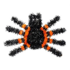 Spinne Dekohängeartikel Lametta Drahtfigur mit Kunststofffäden 34x23cm schwarz-orange