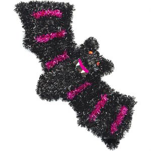 Fledermaus Dekohängeartikel Lametta Drahtfigur mit Kunststofffäden 46x16cm schwarz-lila