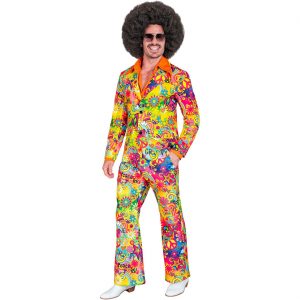 70er Jahre Hippieboy Kostüm Anzug Motiv Peace und Love bunt