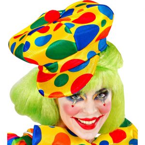 Clown Schildmütze Ballonmütze Textilhut übergroß gepunktet gelb-bunt