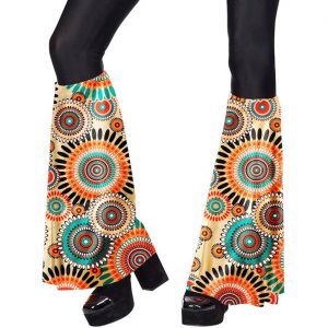 70er Jahre Hippie Hosenschläge+Stirnband Motiv Vintage grün-orange