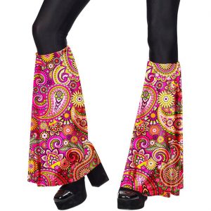 70er Jahre Hippie Hosenschläge+Stirnband Motiv Paisley pink-bunt