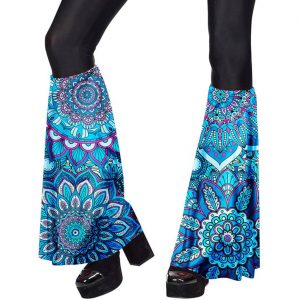 70er Jahre Hippie Hosenschläge+Stirnband Motiv Mandala blau-pink